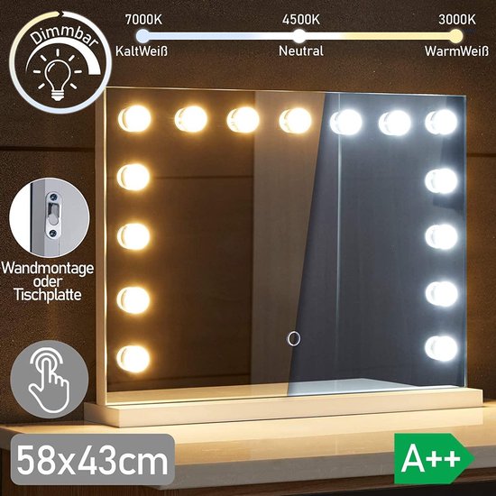 Lumière de Miroir, Tomshine 10 Ampoules Hollywood Kit de Lumière LED  Dimmable Lampe 3 Couleurs 10 Niveaux de Luminosité pour Miroir Cosmétique  de Maquillage et …