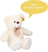 Sunkid Knuffel - Knuffelbeer - Teddybeer 54cm met strik - Timber - Wit