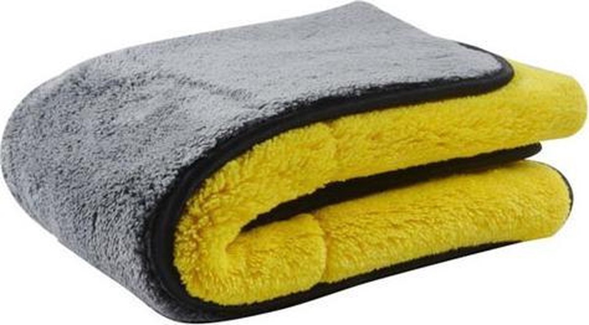 Goedkoopste Microvezeldoek Auto Droogdoek - Super Absorberend - 30 x 60 CM - Grijs/Geel - Anti Kras - Watermagneet - Microvezel Droogdoek