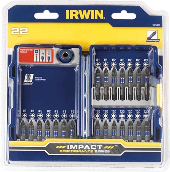 Foto: 1923436 irwin impact bitset 22 stuks phillips pozidriv torx