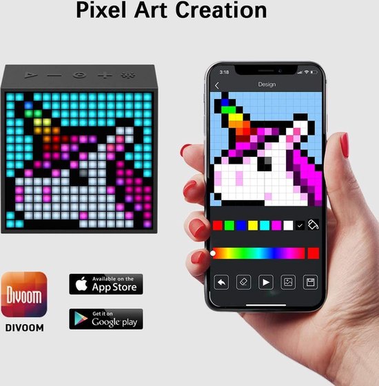 Divoom™ - Timebox Evo - Pixelart Bluetooth Speaker - Zwart Wekker van Divoom — afbeelding 3