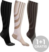 Sankom Compressiekousen - Verbeterde doorbloeding - 35-38 Regular - Kuitomvang 28-43 cm - Wit / Beige - Set van 2