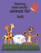 Coloring book mixed animals for kids