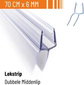 Simple Fix Douchestrip - Lekstrip - Waterkering - Douchedeurafdichting 60CM Lang - 6/7/8MM Glasdikte - Lekdorpel & Dubbele Middenlip