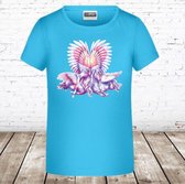 T-shirt eenhoorn blauw -James & Nicholson-158/164-t-shirts meisjes