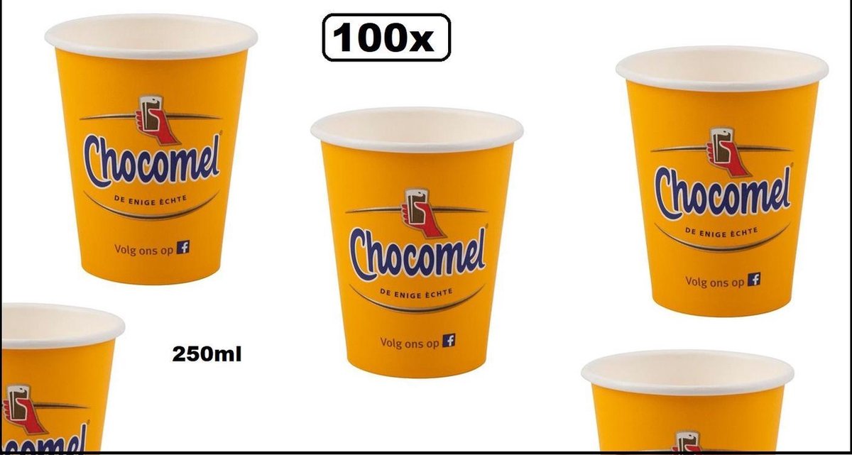 100x Chocomel beker karton 250 ml - choco drinken winter zomer cool bekers zuiveldrank