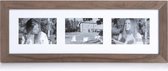 XLBoom Badia Fotolijst - Collagelijst voor 3 foto's - In Hout - Walnoot - Fotoformaat 18x13cm