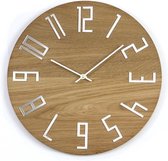 Design Houten Wandklok met Decoratieve Spiegel Cijfers Ø 33 CM