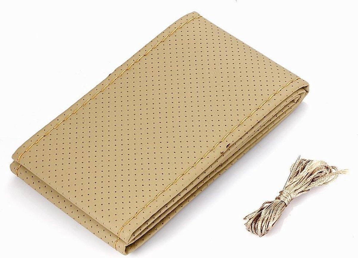 Stuurhoes - Leer met draad - Hand gestikt - Diameter Stuurwiel 37 - 38 CM - Beige