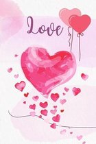 Love: Lined Paper Book with colored illustrations on each page - coloread hearts Blush Notes Paper for writing in with color