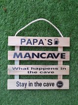 Tekstbord Papa Mancave Mannen Mancave  Overkapping Tekst  Wandbord Spreukbord Quotebord Cadeau Geschenk Vaderdag Verjaardag Spreuken Spreuk Quoteborden Wand Quote Bord Muur Decorat