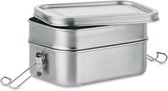 RVS lunchbox 16 x 11,5 x 8 cm - RVS broodtrommel - RVS lunchtrommel - RVS snackbox - RVS lunchbox kind - RVS lunchbox volwassenen - Lunchbox - Lunchbox kinderen - Lunchboxen - Lunchboxen kind