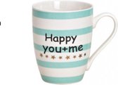 Mokken hart decor | Turkoois | Beker happy you+me|  E. Little things |4-delige set