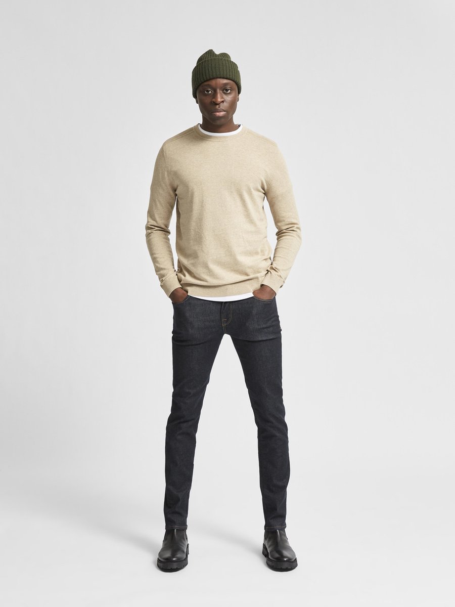 SELECTED HOMME Heren Slhberg Crew Neck Noos gebreide trui, Oatmeal/Detail: melange, M
