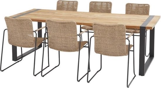 Palma Alto dining tuinset 240x100xH75 cm 7 delig naturel Taste 4SO