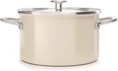 KitchenAid Steel Core Enamel Kookpan met deksel - Ø 24 cm / 6L - Inductie - Almond Cream