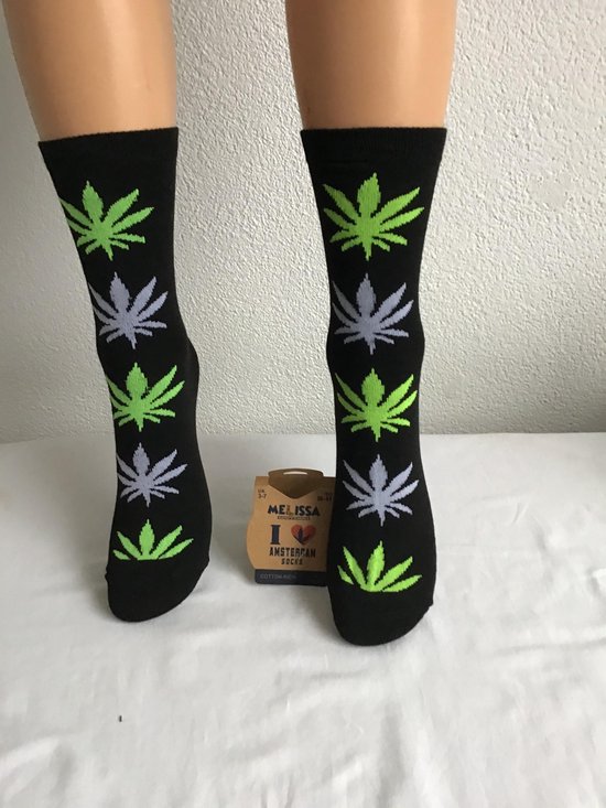1 Paar Heren Katoenen Sokken - Wiet sokken - Cannabis sokken - Leuke Sokken - Maat 40-46