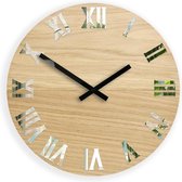 Houten Wandklok met Romeinse Cijfers Rustieke & Glamour Stijl Ø 33 CM