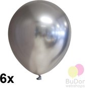 Chrome ballonnen, zilver, 6 stuks, 30 cm