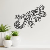 Wanddecoratie - Salamander - Hout - Dieren - Wall Art - Muurdecoratie - Woonkamer - Zwart - 43 x 29 cm