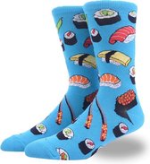 Chaussettes à sushi - Blauw - Unisexe - Taille unique unique - Cadeau de sushi - Cadeau pour hommes et femmes