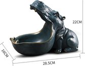 BaykaDecor - Nijlpaard Beeldje - Hippo Snoeppot - Sleutelhouder - Woondecoratie - Industriële Standbeeld - Beton Grijs - 30 cm