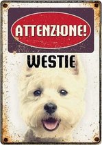 Plenty Gifts Waakbord Westie 21 X 14,8 Cm Staal Beige (it)