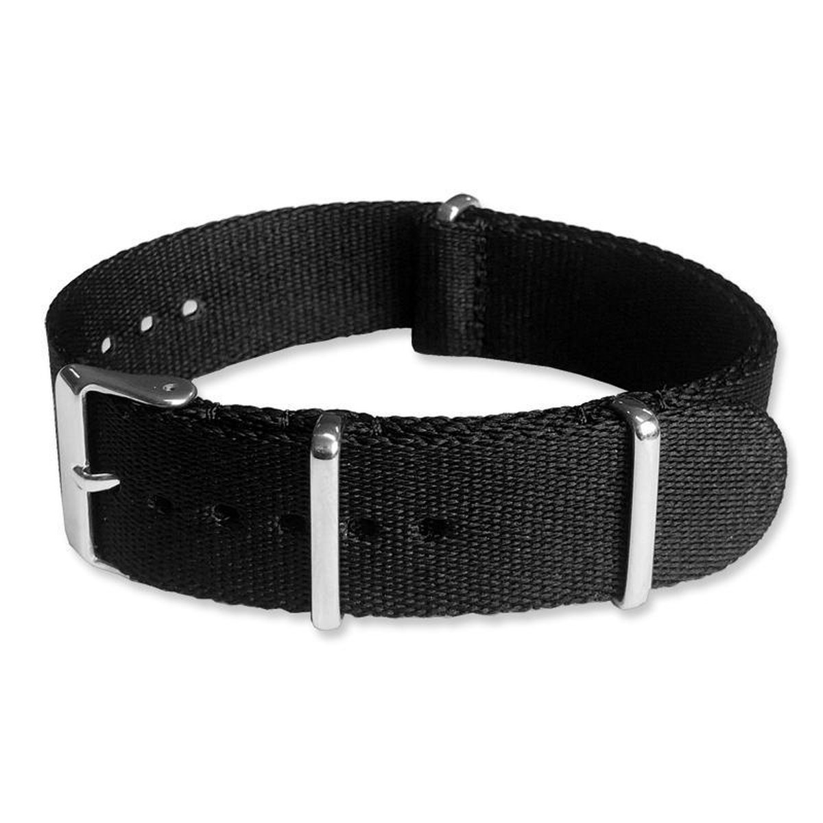 Seatbelt NATO Horlogeband Deluxe Nylon Strap Zwart 22mm