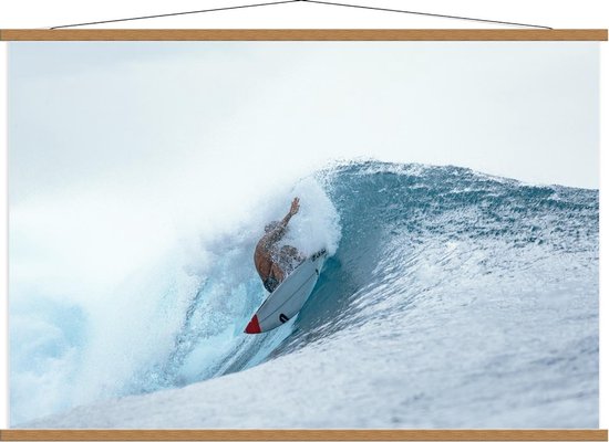 Schoolplaat – Surfer in de Golf - 120x80cm Foto op Textielposter (Wanddecoratie op Schoolplaat)