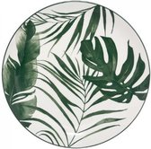 Borden palm bladeren - 6 stuks Borden  palm groen - 26cm porselein - 6 stuks