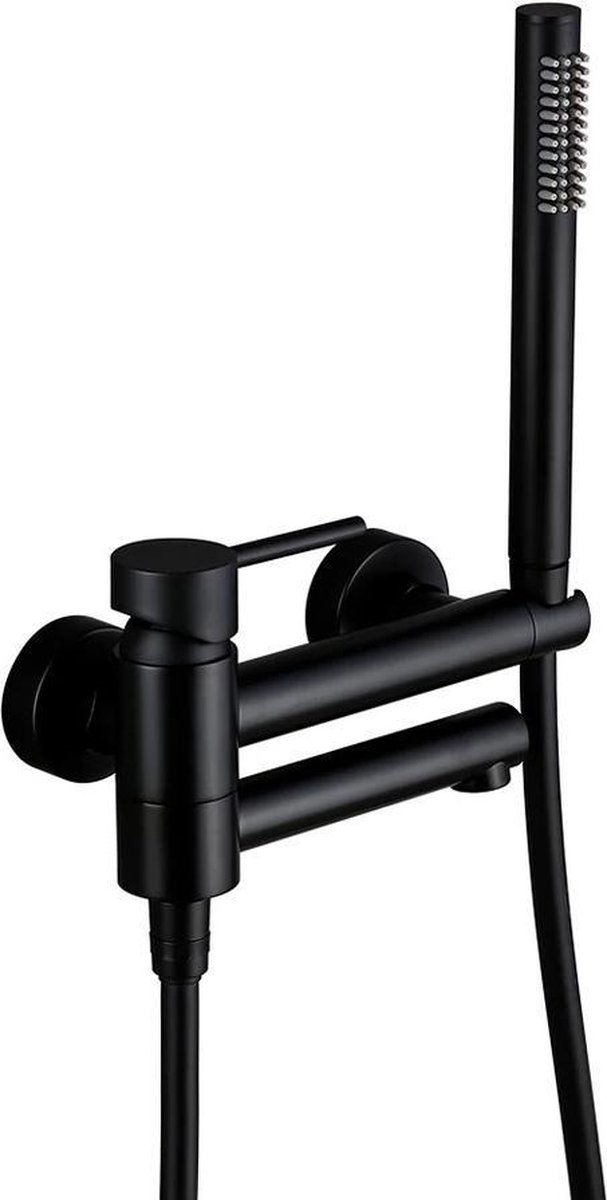 Blackline TS - Zwarte opbouw badkraan – Badkraan - Wandmontage - Mat zwart