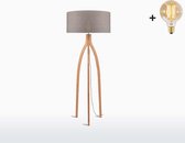 Good & Mojo Vloerlamp – ANNAPURNA – Bamboe/Linnen - Product Kleur: Donker linnen / Product Met LED-lamp
