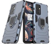 OnePlus 9 hoesje - MobyDefend Dubbelgelaagde Pantsercase Met Standaard - Navy blauw - GSM Hoesje - Telefoonhoesje Geschikt Voor: OnePlus 9