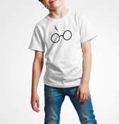 T-shirt | Harry Potter inspired | Bril | Wit | maat 152 (12-13 jaar)