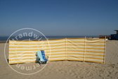 Strand Windscherm 6 meter dralon geel/wit met houten stokken