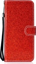 Huawei Y6p Hoesje - Mobigear - Glitter Serie - Kunstlederen Bookcase - Rood - Hoesje Geschikt Voor Huawei Y6p