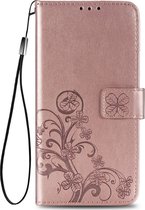 OPPO Reno 4 Hoesje - Mobigear - Clover Serie - Kunstlederen Bookcase - Roségoud - Hoesje Geschikt Voor OPPO Reno 4