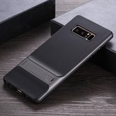 Voor Galaxy Note8 geruite textuur antislip TPU + pc-hoes met houder (spacegrijs)
