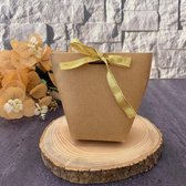 25 Stuks Kraft Candy Bag Trouwbedankjes, Geschenkdoos, Verjaardagsfeestje, Cadeaudoos, Nieuwjaar Decoratie Goud Lint 25 Stuks