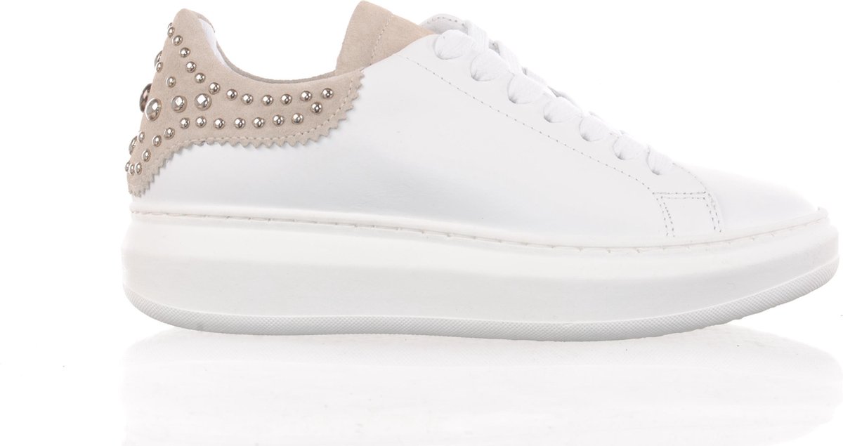 MAURY damessneaker wit beige - Schoenen.nl