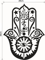Wellness-House | Wandsticker Hamsa Hand (39 * 29 cm) zwart | Muur Sicker | Hamsa | Zen Decoratie | Bescherming