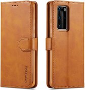 Voor Huawei P40 LC.IMEEKE kalfsleer horizontale flip lederen tas, met houder & kaartsleuven & portemonnee & fotolijst (bruin)