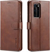 Voor Huawei P40 LC.IMEEKE kalfsleer Horizontale flip lederen tas, met houder & kaartsleuven & portemonnee & fotolijst (koffie)