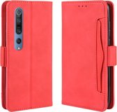 Voor Xiaomi Mi 10 / Mi 10 Pro 5G portemonnee-stijl Skin Feel Calf Pattern lederen tas met aparte kaartsleuven (rood)