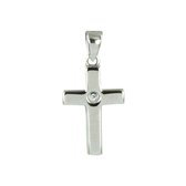 Silventi 9SIL-21039 Zilveren Kruis - Zirkonia - 25 x 13 x 3 mm  -  Gerhodineerd - Zilver