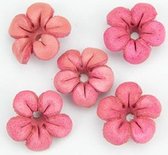 mini leren bloemetjes roze