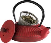 APS-Germany® Theepot met Filter - Gietijzer - Dubbelwandig - 0.8 L - Rood