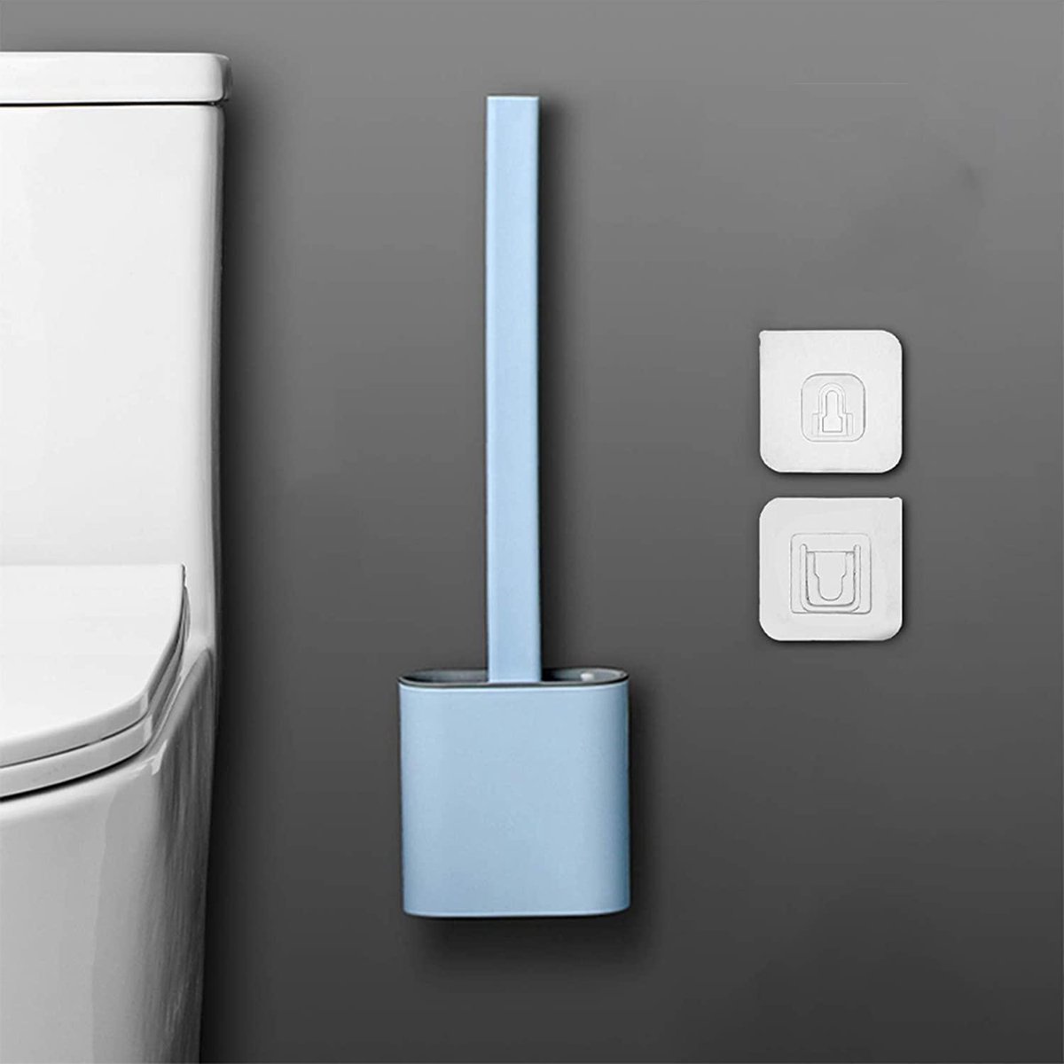 MTC - Blauwe WC borstel met houder - Hygiënisch - Flexiebel - Duurzaam - TPR - Rubber - Toilet Bortsel