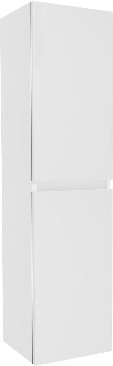 Kolomkast / Badkamerkast Luccine - Wit - 35x33x138cm - Voorgemonteerd - Greeploos - 2 Deuren - MDF - Links en Rechts