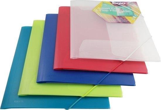 EXXO-HFP #51328 - A4 Elastomap met 3 Kleppen - Opaak Polyprop - Marine Blauw - 5 stuk